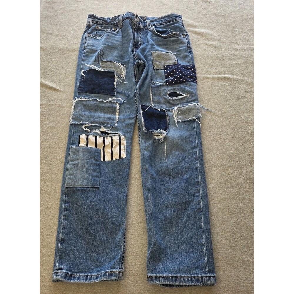 Lauren Ralph Lauren Patchwork Distressed Relaxed Ankle Boyfriend Jeans Size 4